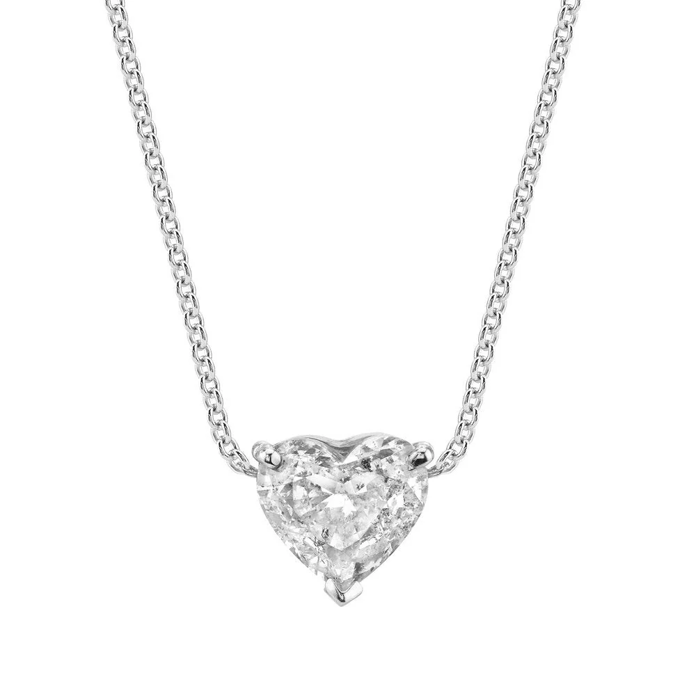 New Woman’s Heart Shape One Carat White Sapphire Sterling Silver Necklace